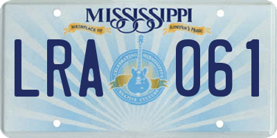 MS license plate LRA061