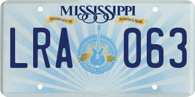 MS license plate LRA063
