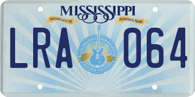 MS license plate LRA064
