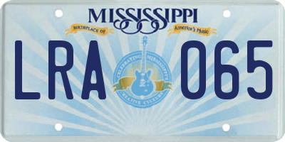 MS license plate LRA065
