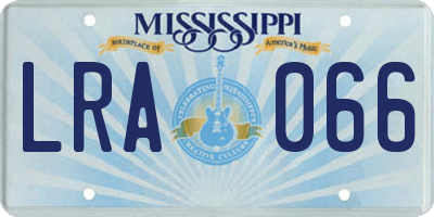 MS license plate LRA066