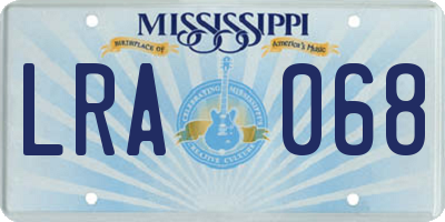 MS license plate LRA068