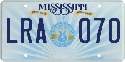 MS license plate LRA070