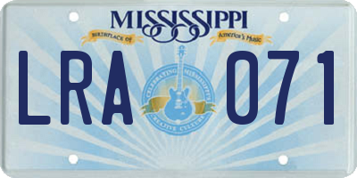 MS license plate LRA071