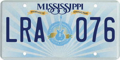 MS license plate LRA076