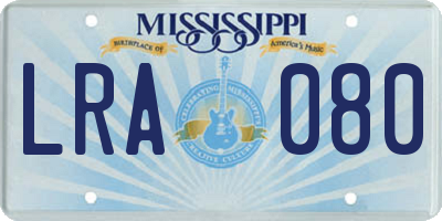 MS license plate LRA080