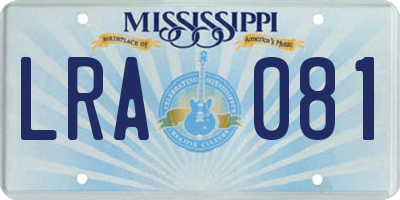 MS license plate LRA081
