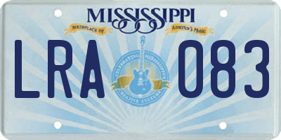 MS license plate LRA083