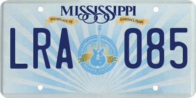 MS license plate LRA085