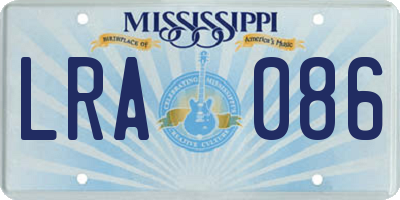 MS license plate LRA086