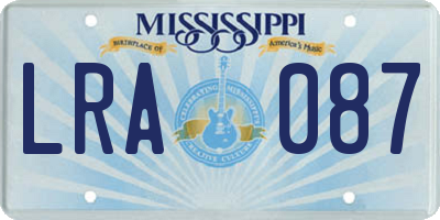 MS license plate LRA087