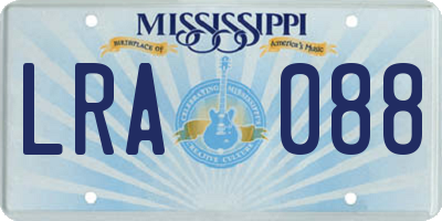 MS license plate LRA088