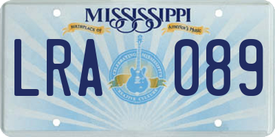 MS license plate LRA089