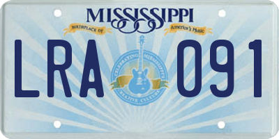 MS license plate LRA091