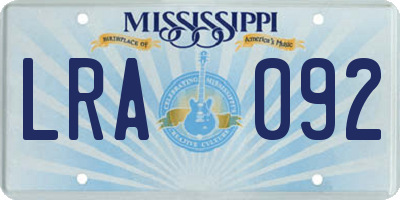 MS license plate LRA092