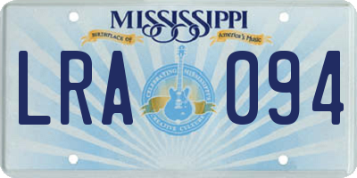 MS license plate LRA094