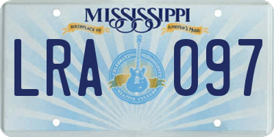 MS license plate LRA097