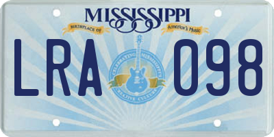 MS license plate LRA098