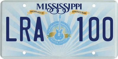 MS license plate LRA100