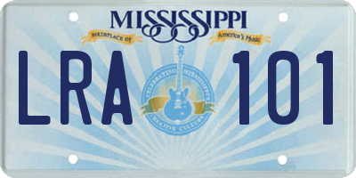 MS license plate LRA101