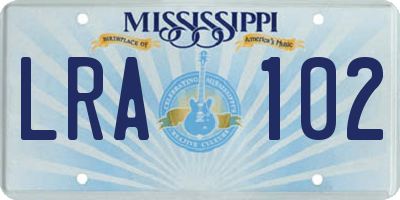 MS license plate LRA102