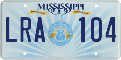 MS license plate LRA104