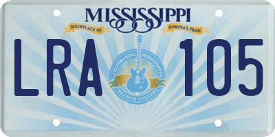MS license plate LRA105