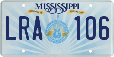 MS license plate LRA106