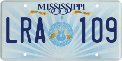 MS license plate LRA109