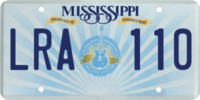 MS license plate LRA110