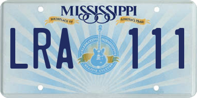 MS license plate LRA111