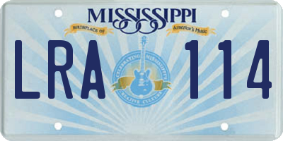 MS license plate LRA114
