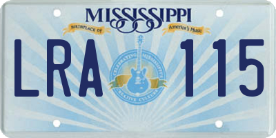 MS license plate LRA115