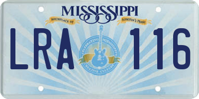 MS license plate LRA116