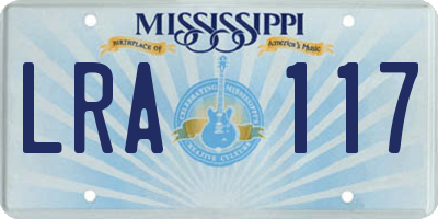 MS license plate LRA117