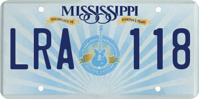 MS license plate LRA118
