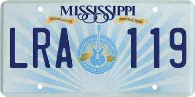 MS license plate LRA119