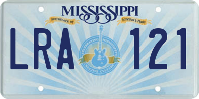 MS license plate LRA121