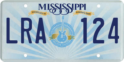 MS license plate LRA124