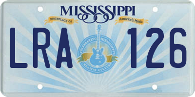 MS license plate LRA126