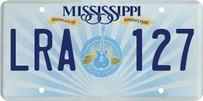 MS license plate LRA127