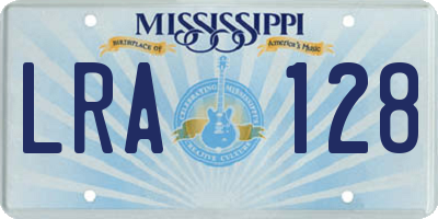 MS license plate LRA128