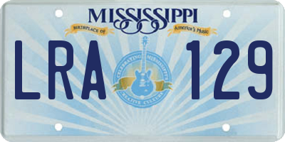 MS license plate LRA129