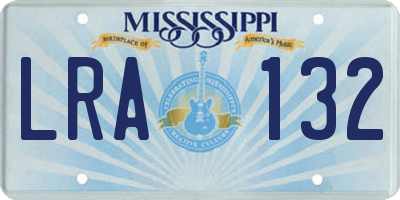MS license plate LRA132