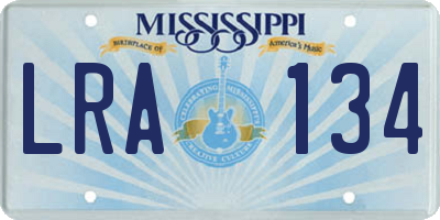 MS license plate LRA134