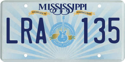 MS license plate LRA135