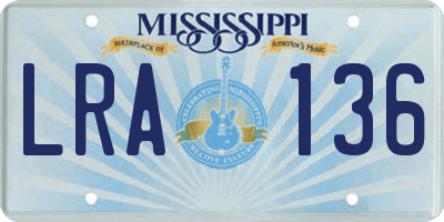 MS license plate LRA136