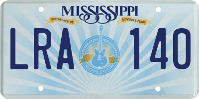 MS license plate LRA140