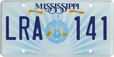 MS license plate LRA141