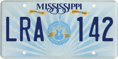 MS license plate LRA142